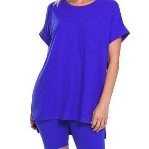 BRUSHED DTY MICROFIBER TOP & BIKER SHORTS SET